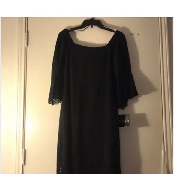 Roz & Ali Off-the-Shoulder Flowy Boho Black Shift  Dress XS - Picture 7 of 7